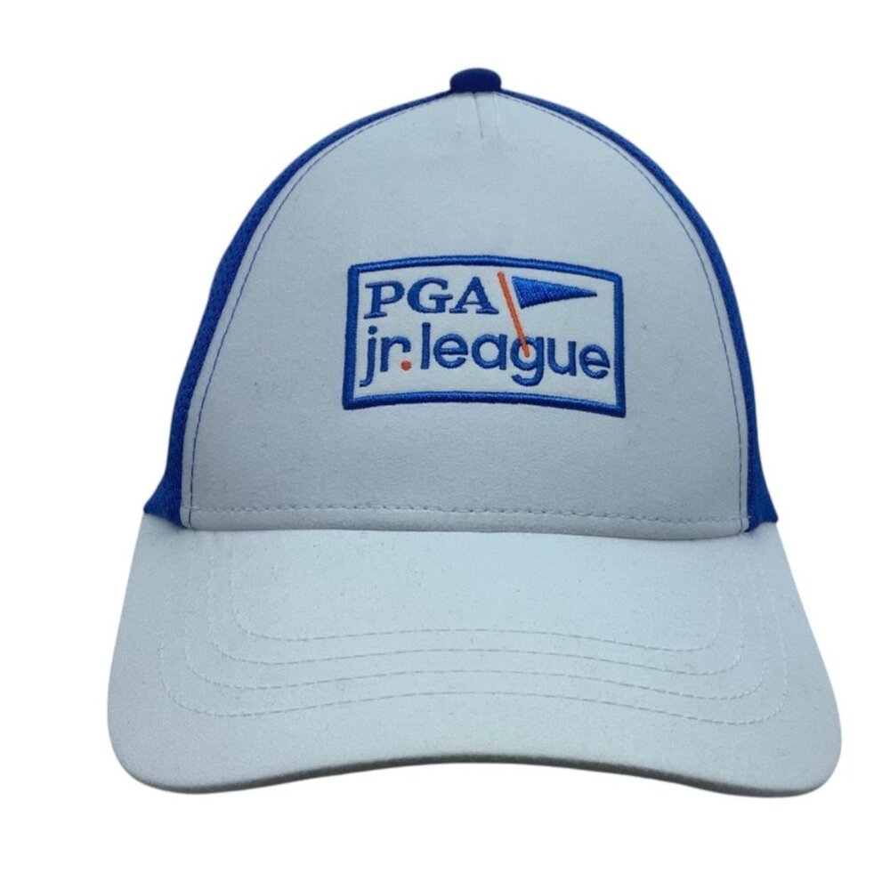 PGA Jr. League White Blue Mesh Back Cap Hat Garb Adjustable Boy Ages 5-12